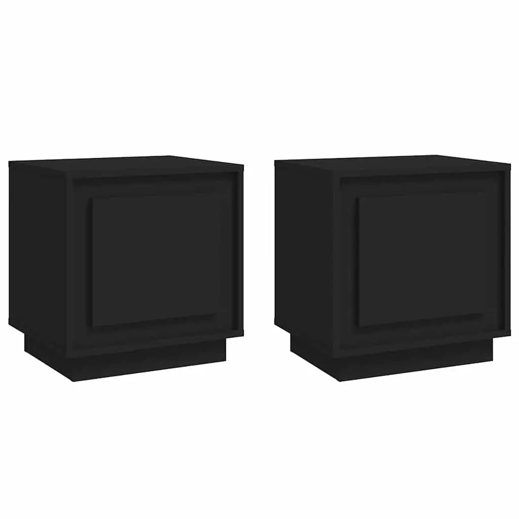 Bedside Cabinets Black 44x35x45 cm Engineered Wood Nightstand Storage 2 pcs