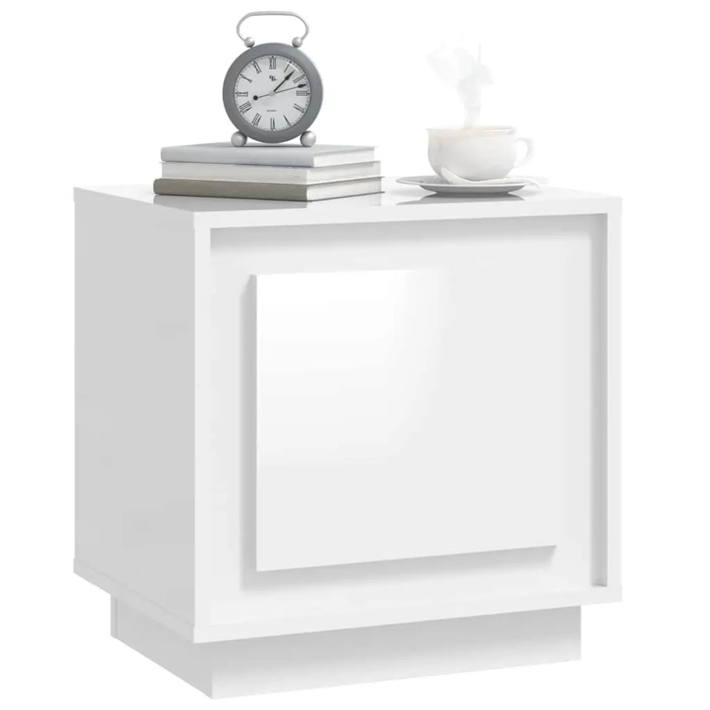 Bedside Cabinet White Modern Nightstand Storage Table with Door 44x35x45cm