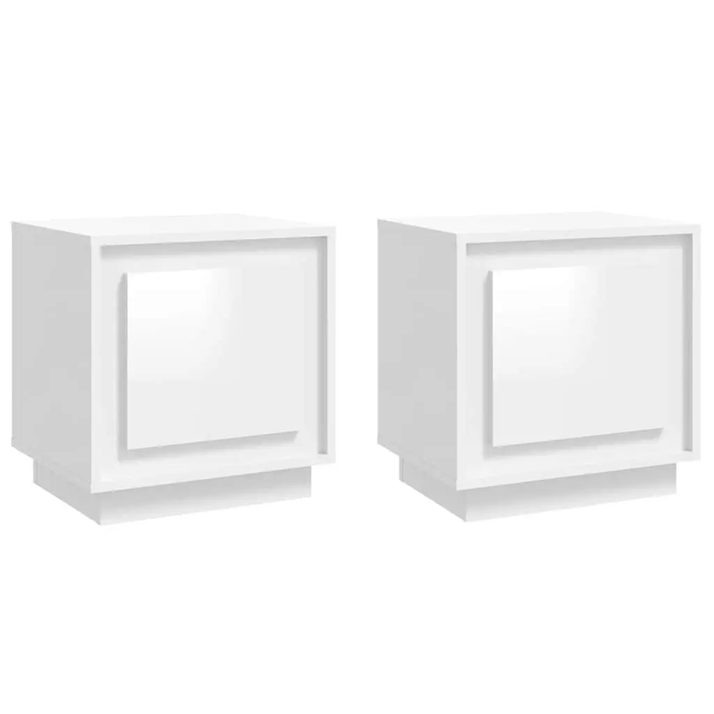 Bedside Cabinets White 44x35x45cm Modern Nightstand Storage Cabinet Set of 2