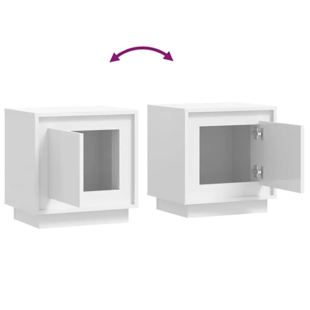 Bedside Cabinets White 44x35x45cm Modern Nightstand Storage Cabinet Set of 2