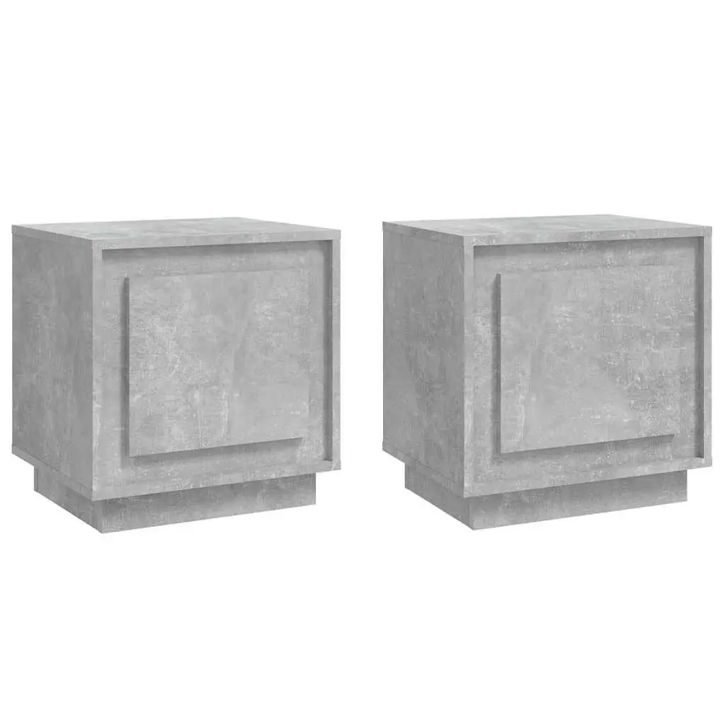 Bedside Cabinet 44x35x45cm Grey Engineered Wood Nightstand Storage Table Set of