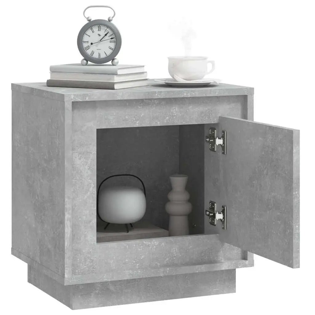 Bedside Cabinet 44x35x45cm Grey Engineered Wood Nightstand Storage Table Set of