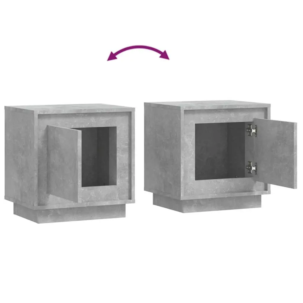 Bedside Cabinet 44x35x45cm Grey Engineered Wood Nightstand Storage Table Set of