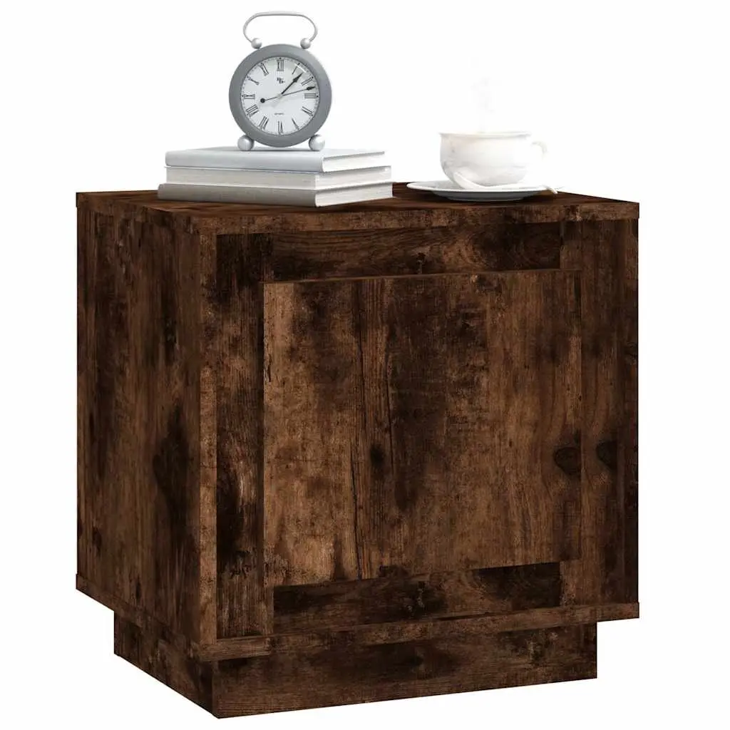 Bedside Cabinets Modern Nightstand Storage Table Brown Engineered Wood 2 Piece