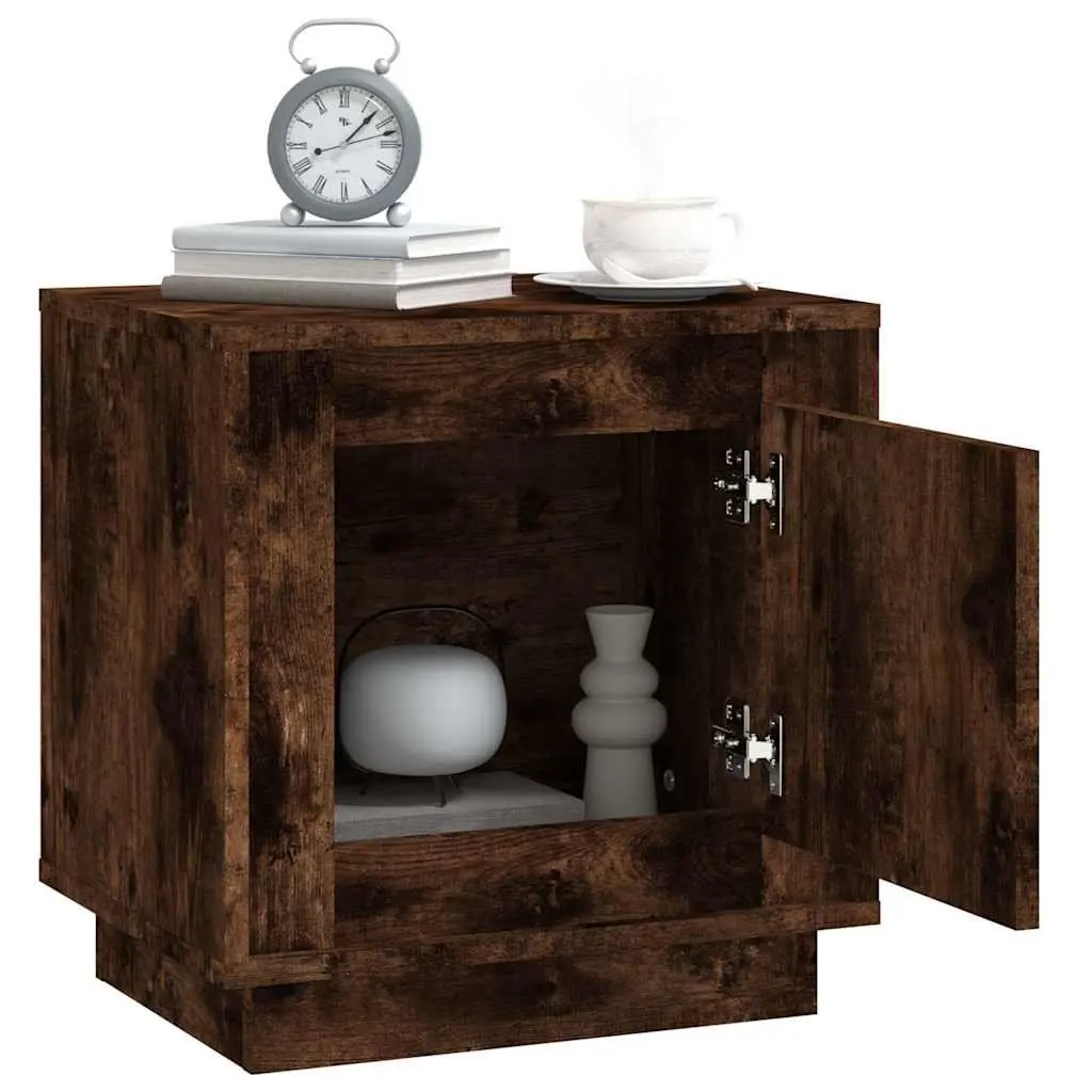 Bedside Cabinets Modern Nightstand Storage Table Brown Engineered Wood 2 Piece