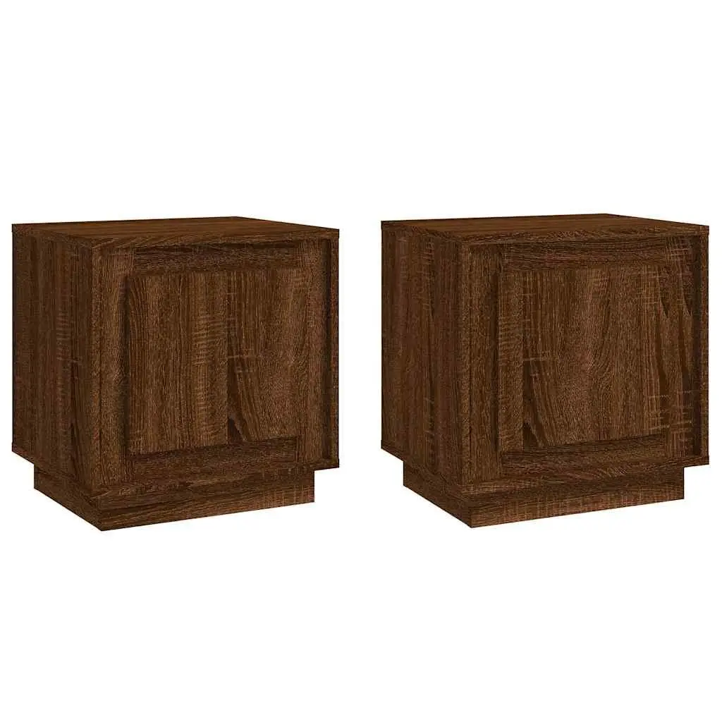 Bedside Cabinets 2 pcs Brown Oak Modern Nightstand Storage Cabinet 44x35x45 cm