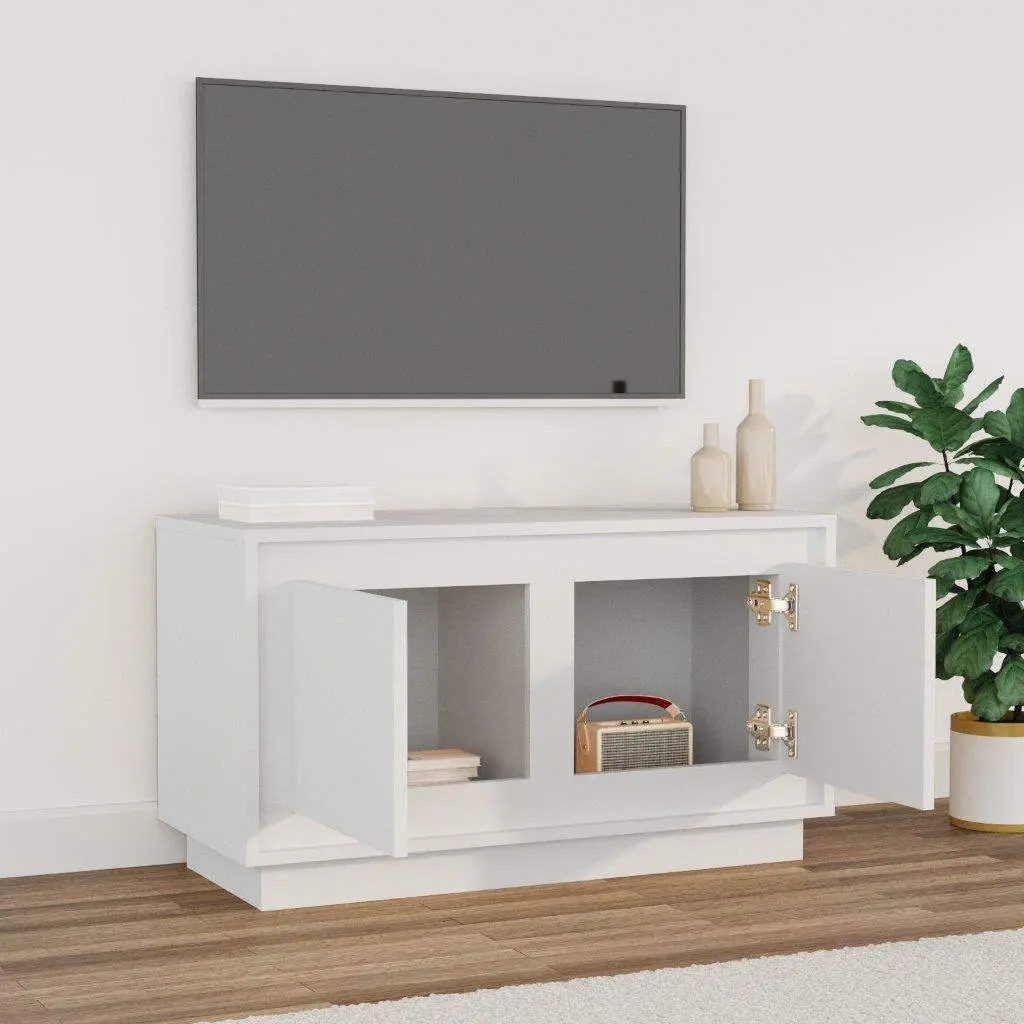 TV Cabinet White Engineered Wood Media Unit 80x35x45cm