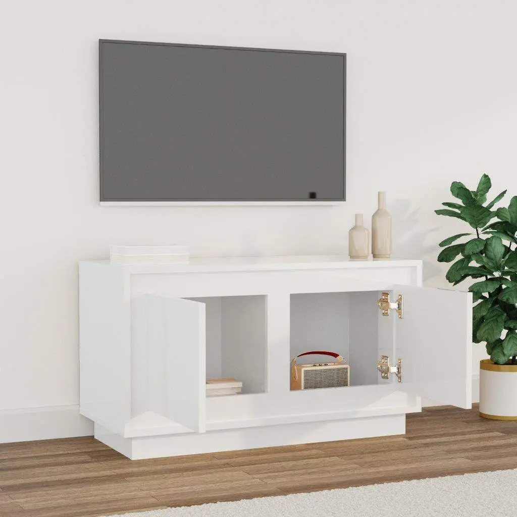 TV Cabinet High Gloss White Media Stand Storage Unit 80 x 35 x 45 cm