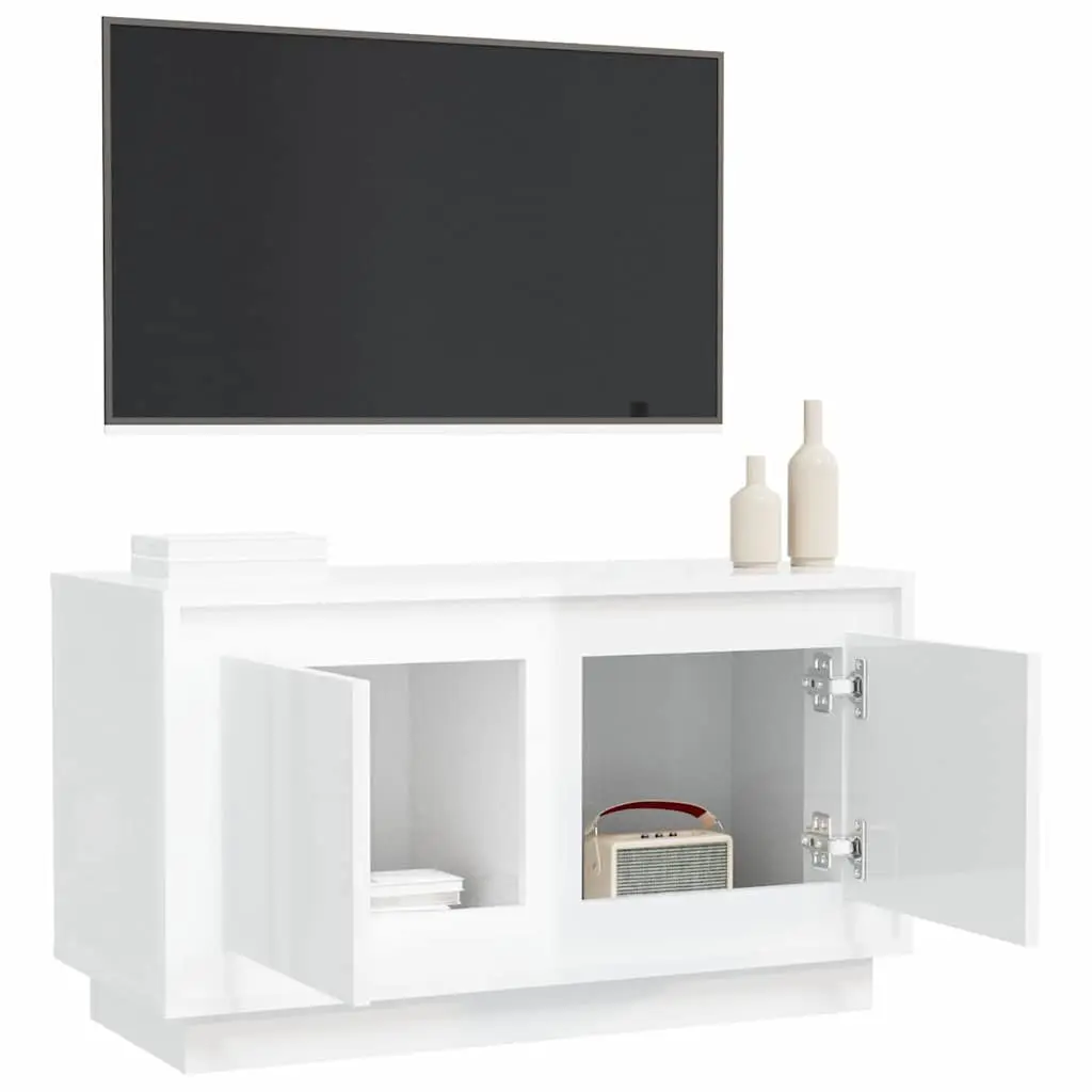 TV Cabinet High Gloss White Media Stand Storage Unit 80 x 35 x 45 cm