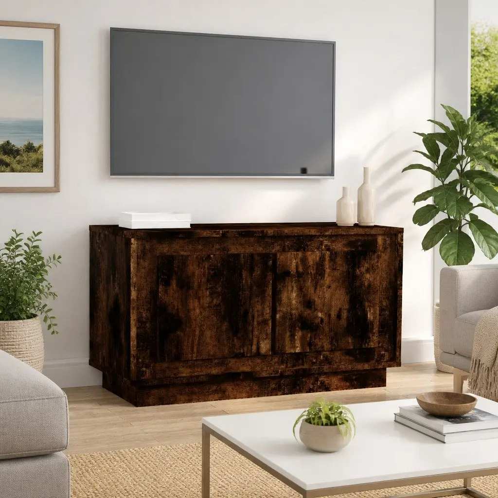 TV Cabinet Smoked Oak Brown Engineered Wood 80x35x45cm