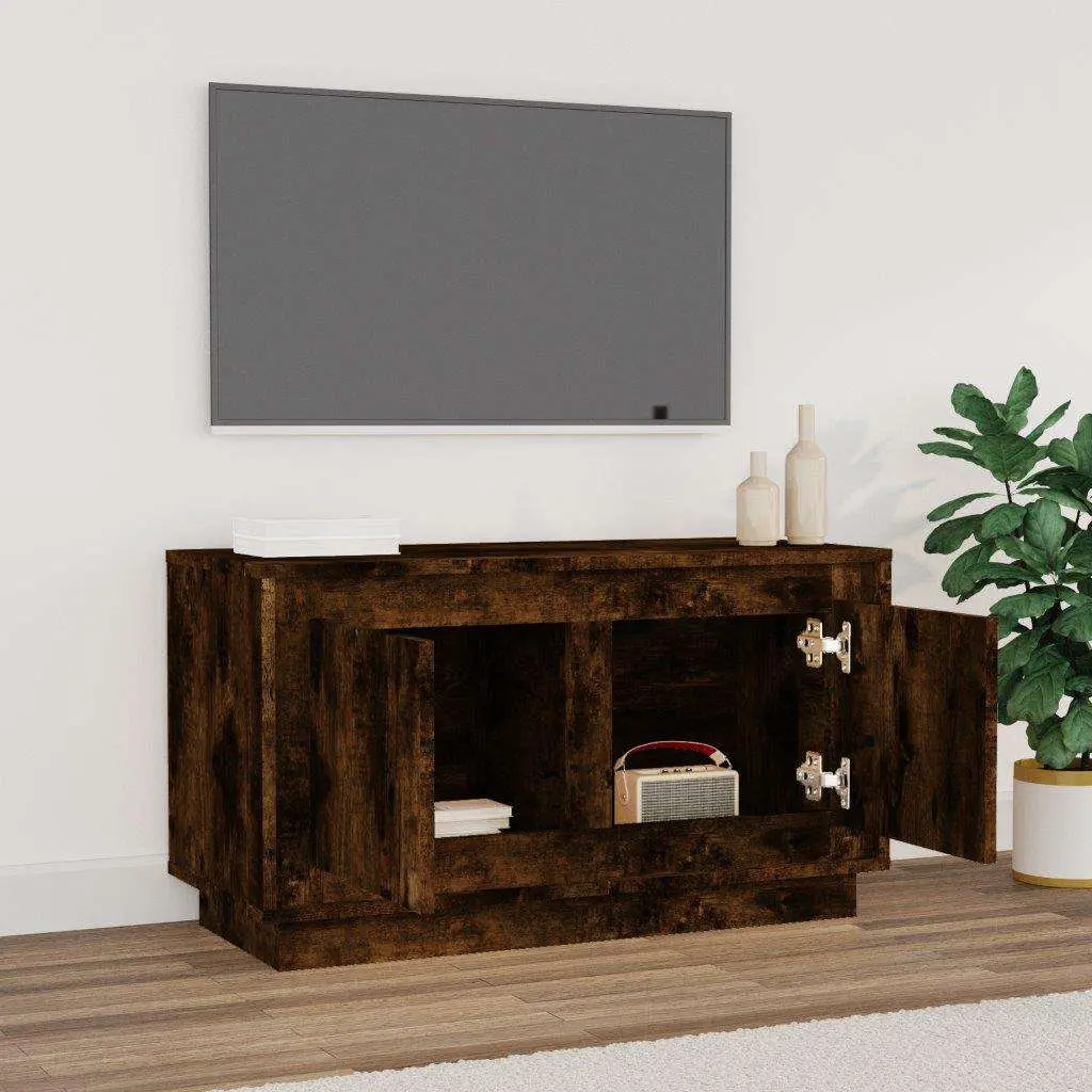 TV Cabinet Smoked Oak Brown Engineered Wood 80x35x45cm