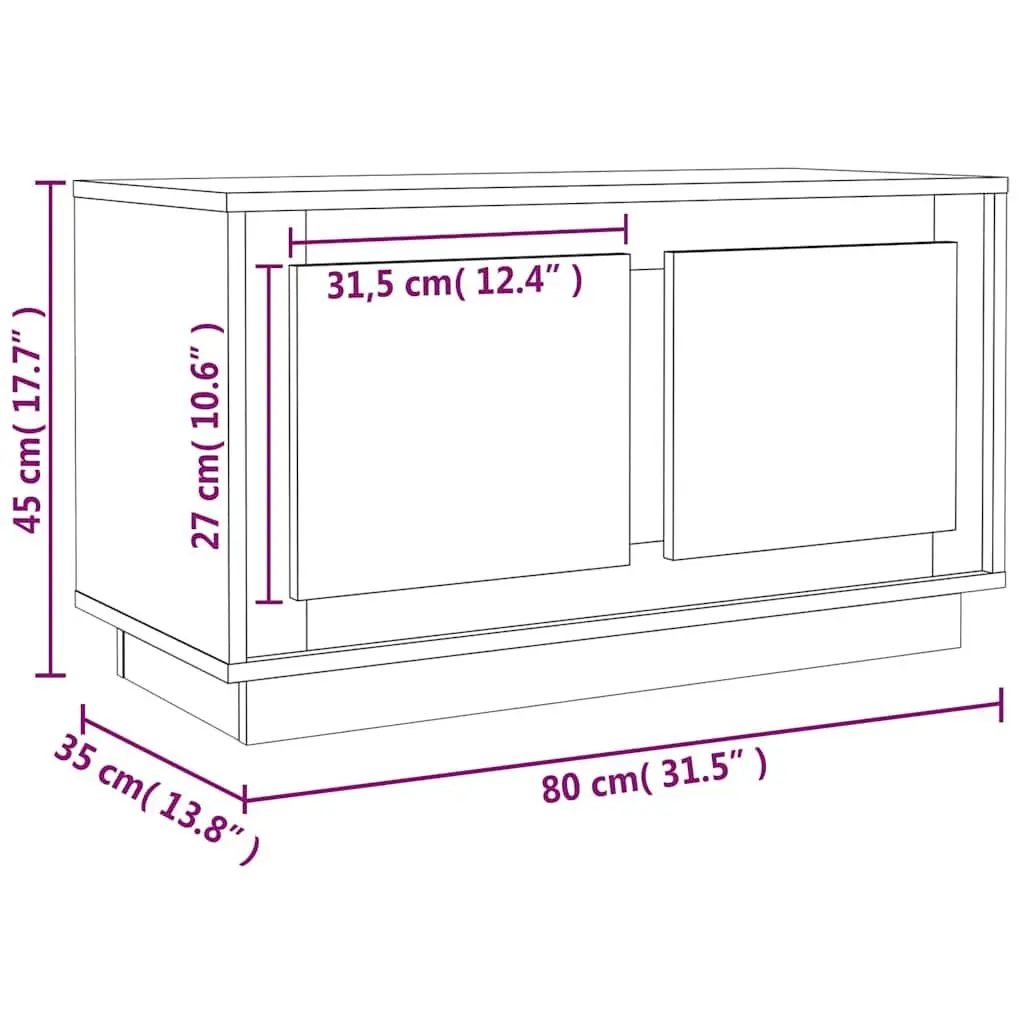 TV Cabinet Smoked Oak Brown Engineered Wood 80x35x45cm