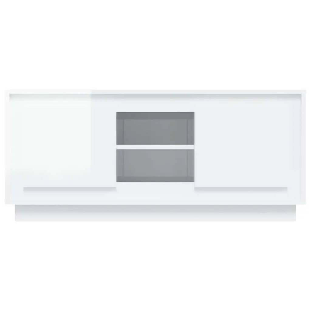 TV Cabinet White High Gloss Modern Media Storage Unit 102x35x45cm Engineered