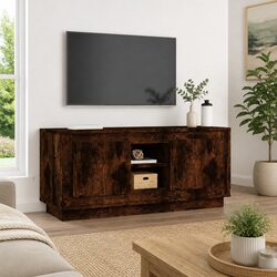 TV Cabinet Brown Engineered Wood Media Storage Unit 102x35x45cm