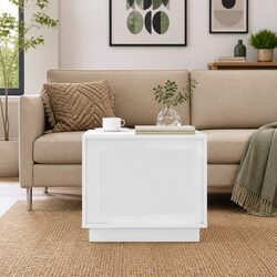 White Coffee Table Storage Cabinet Living Room Accent Furniture Engineered Wood