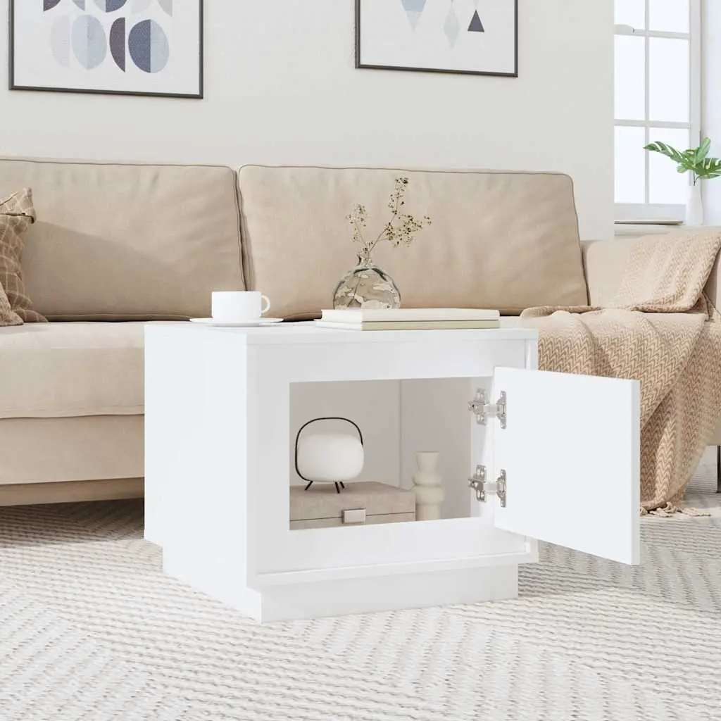 Storage Coffee Table White Engineered Wood Living Room 51W x 50D x 44H cm