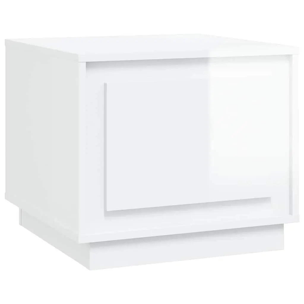 Coffee Table High Gloss White Storage Cabinet 51 x 50 x 44 cm