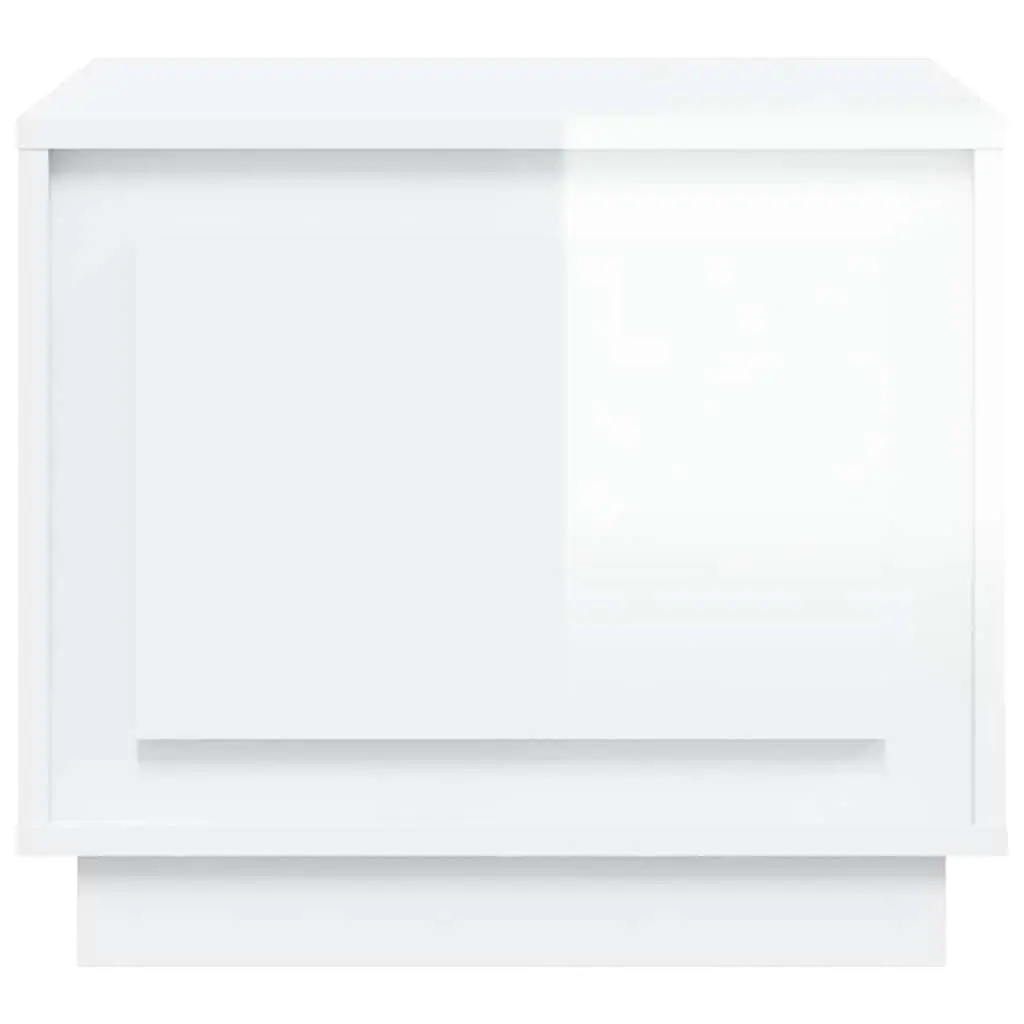 Coffee Table High Gloss White Storage Cabinet 51 x 50 x 44 cm