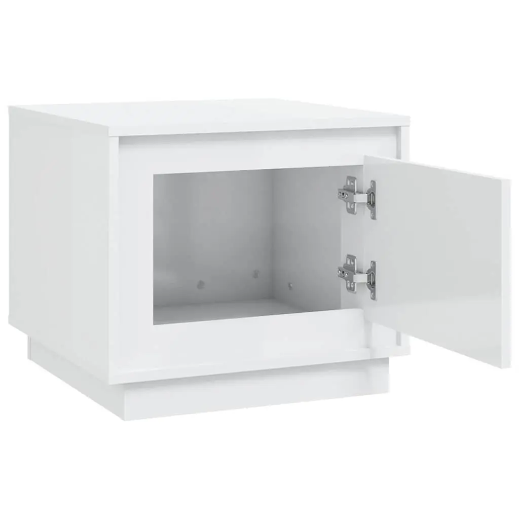 Coffee Table High Gloss White Storage Cabinet 51 x 50 x 44 cm