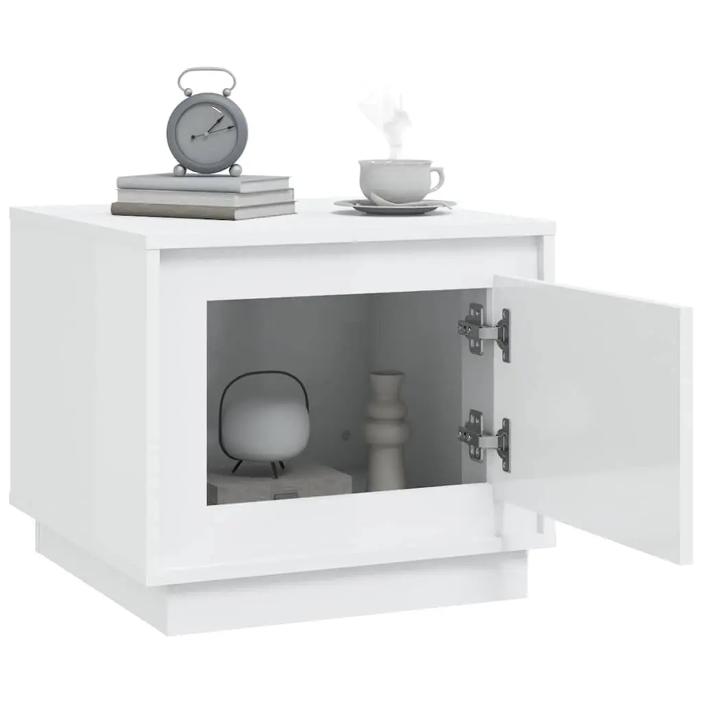 Coffee Table High Gloss White Storage Cabinet 51 x 50 x 44 cm