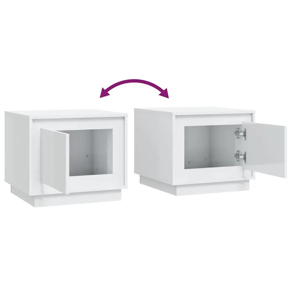 Coffee Table High Gloss White Storage Cabinet 51 x 50 x 44 cm