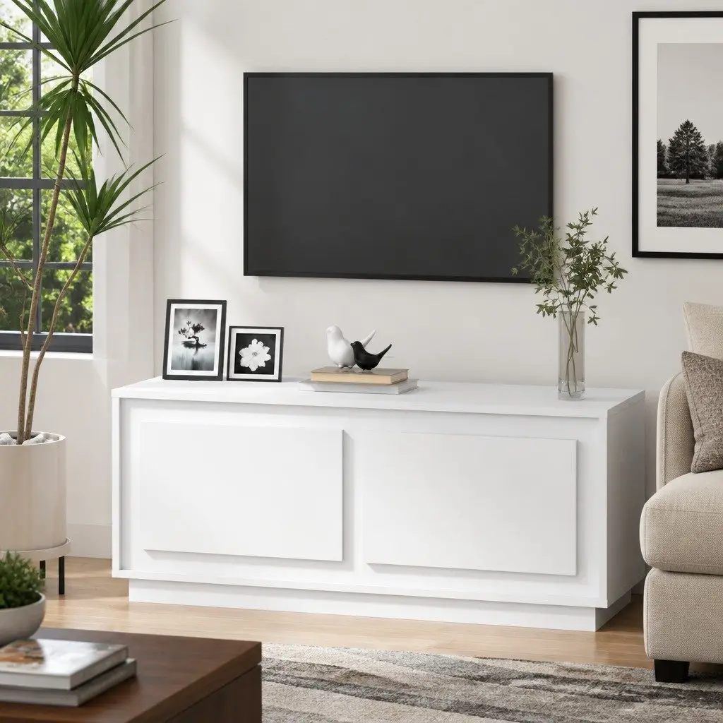 White Coffee Table with Storage 102x50x44 cm