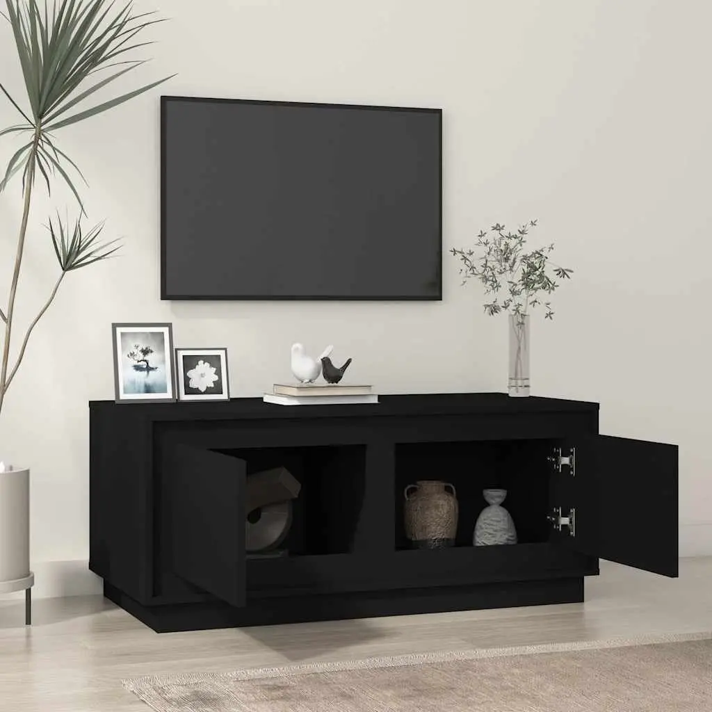 Coffee Table Black Storage 2 Compartments 102L x 50W x 44H cm