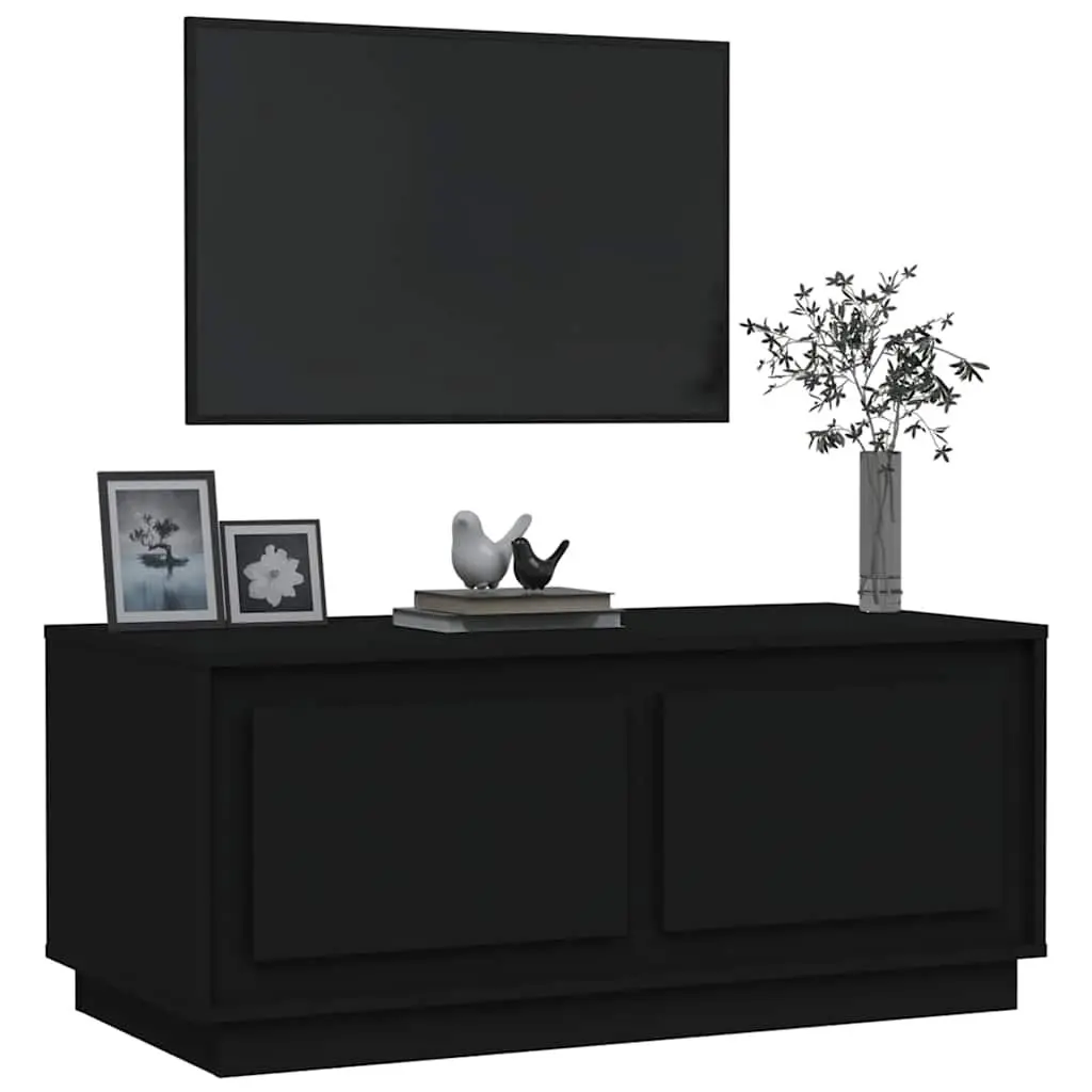 Coffee Table Black Storage 2 Compartments 102L x 50W x 44H cm