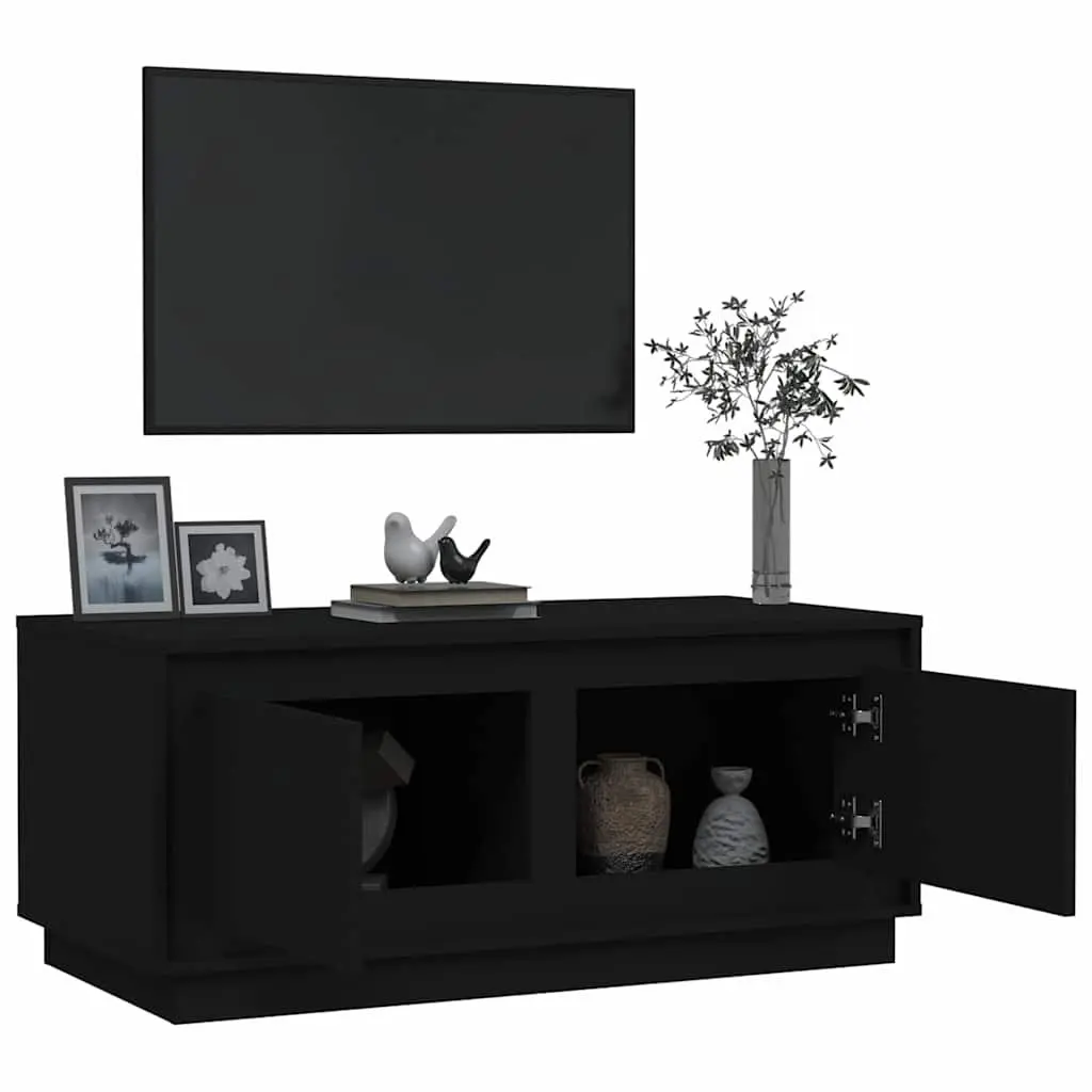 Coffee Table Black Storage 2 Compartments 102L x 50W x 44H cm
