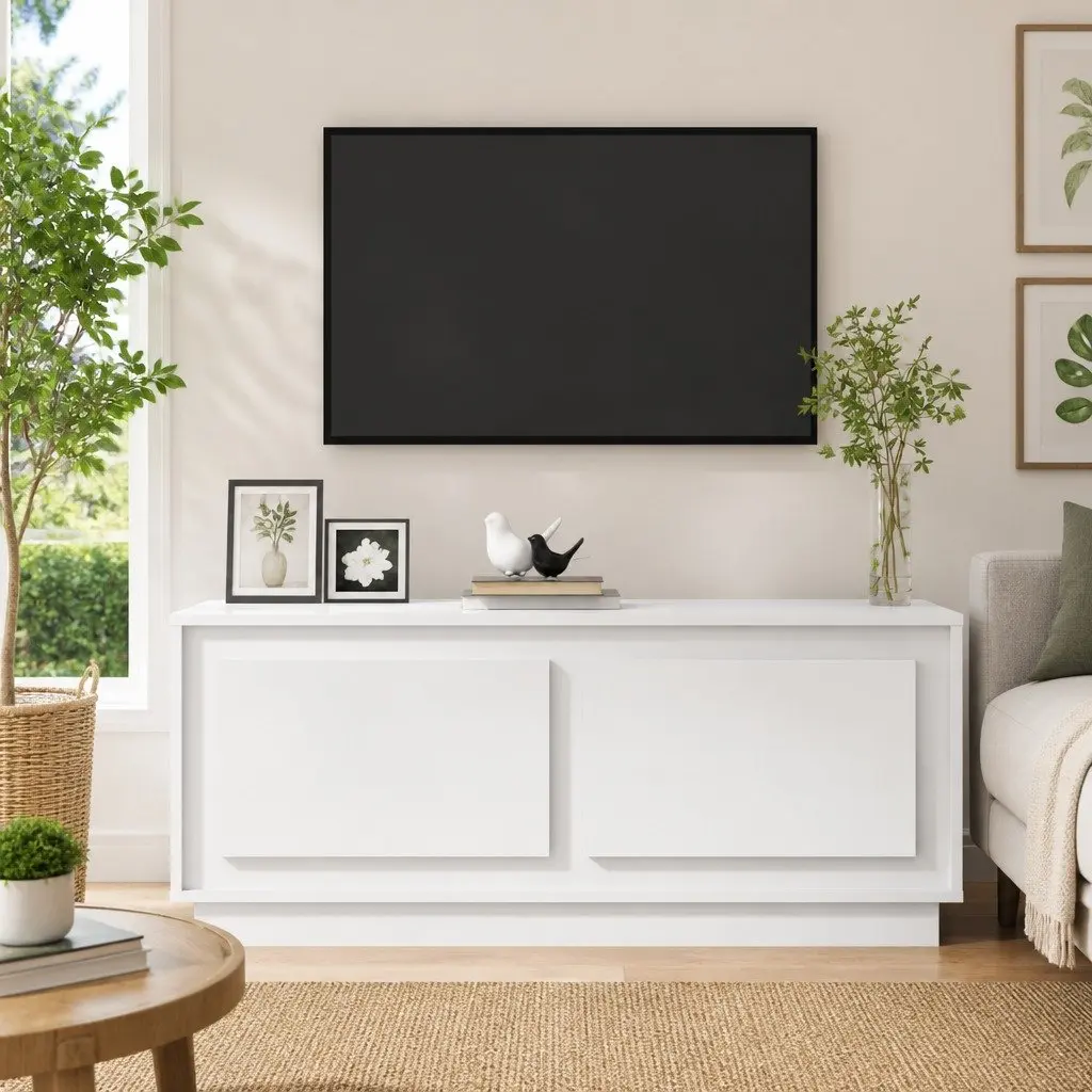 Coffee Table High Gloss White Engineered Wood 102L x 50W x 44H cm