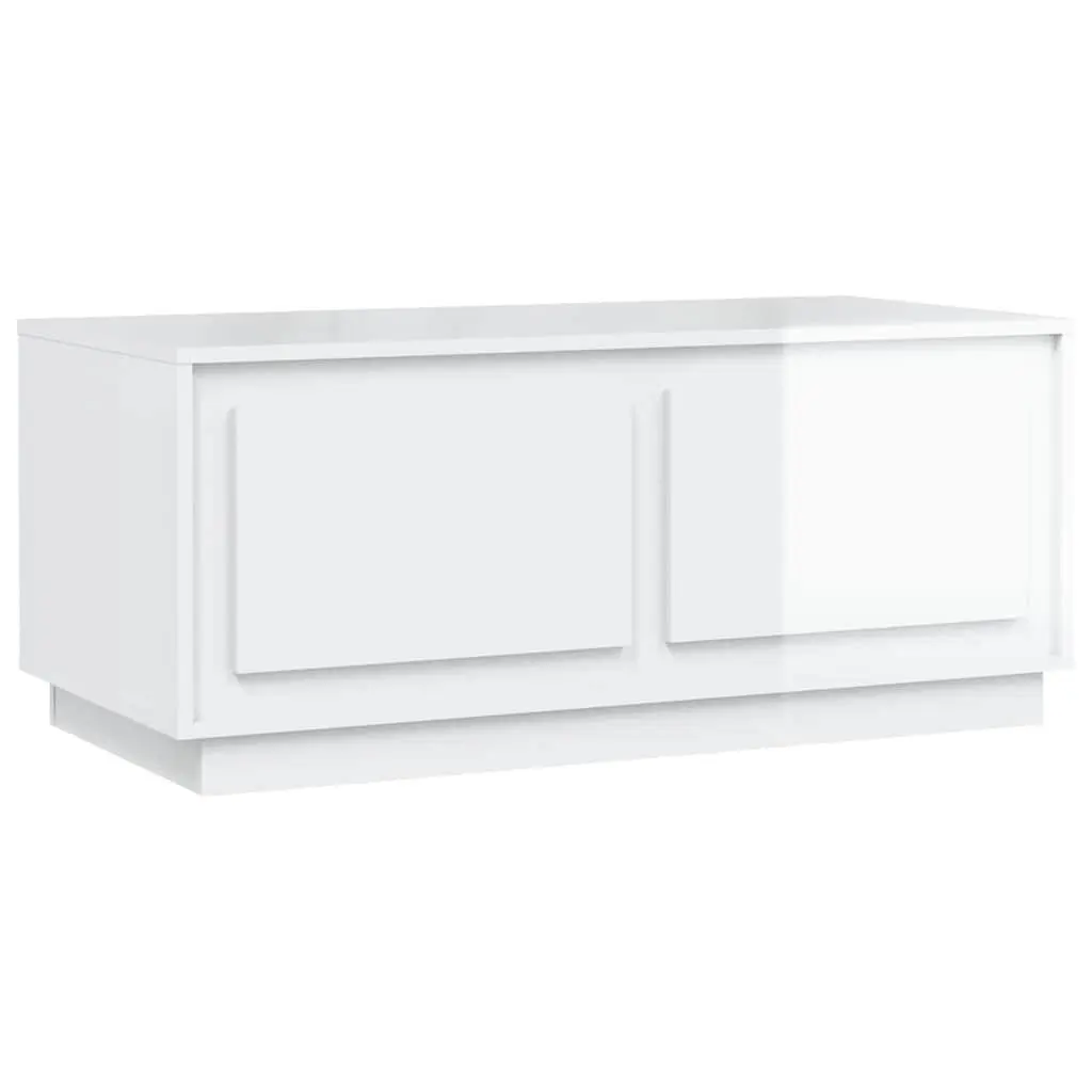 Coffee Table High Gloss White Engineered Wood 102L x 50W x 44H cm
