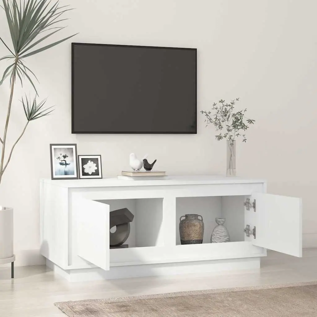 Coffee Table High Gloss White Engineered Wood 102L x 50W x 44H cm