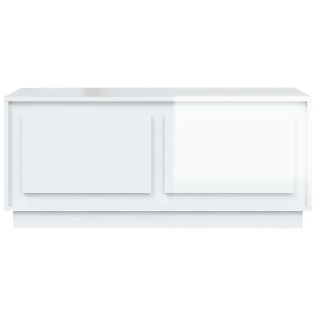 Coffee Table High Gloss White Engineered Wood 102L x 50W x 44H cm