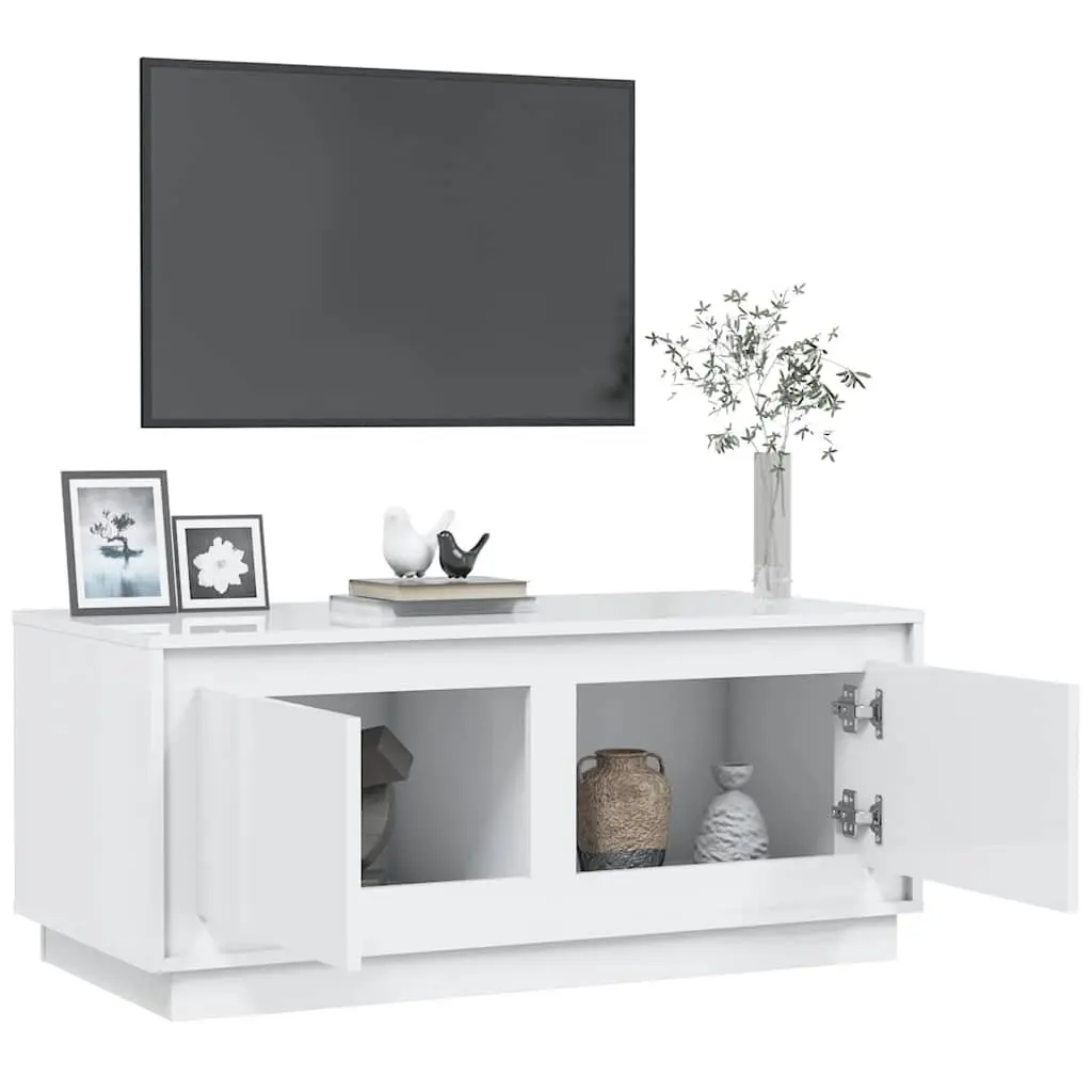 Coffee Table High Gloss White Engineered Wood 102L x 50W x 44H cm