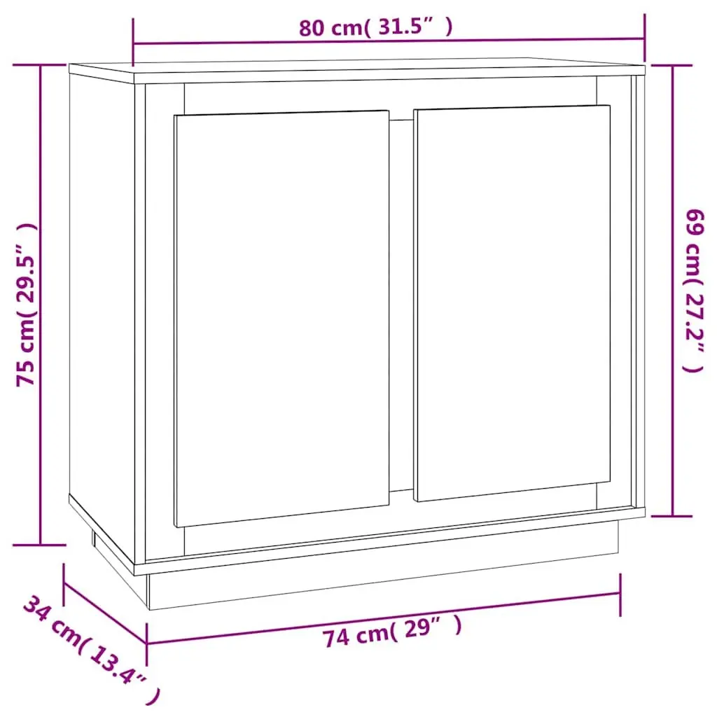 Storage Cabinet Engineered Wood Brown 80x34x75cm Sideboard Buffet