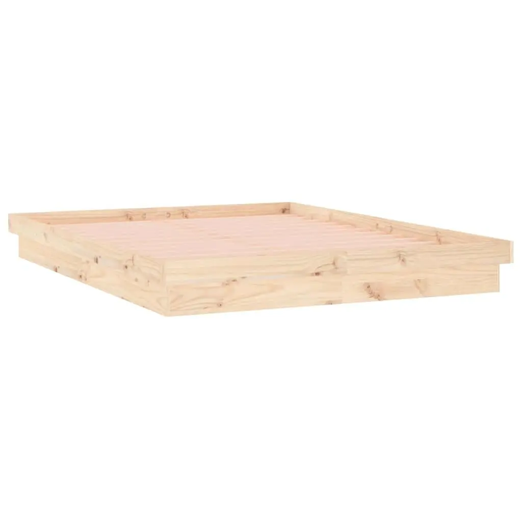 Solid Wood LED Bed Frame Brown 150x200 cm with Remote Control