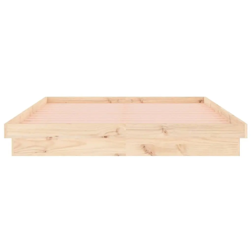 Solid Wood LED Bed Frame Brown 150x200 cm with Remote Control