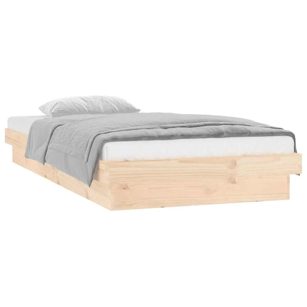 Solid Wood LED Bed Frame Brown 90x190 cm Single Bedroom Furniture