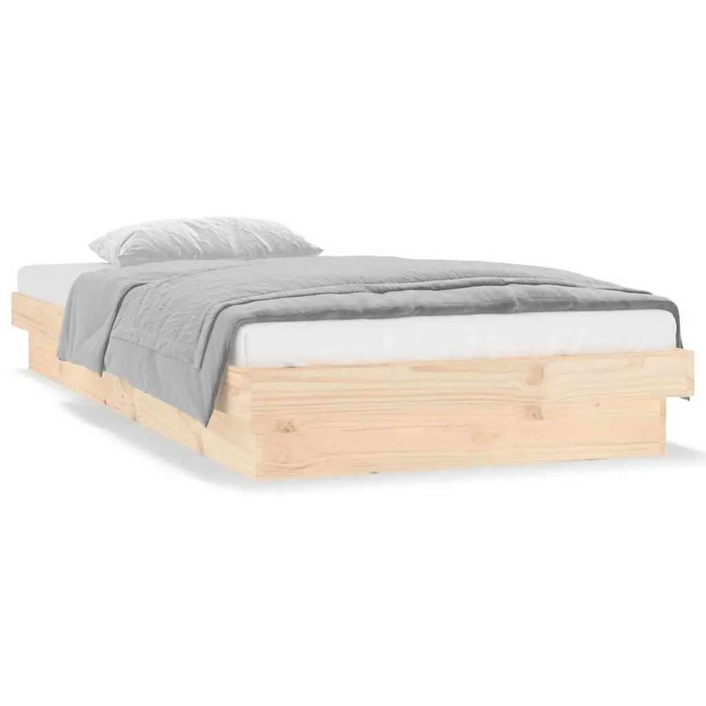 Solid Wood LED Bed Frame Brown 90x190 cm Single Bedroom Furniture