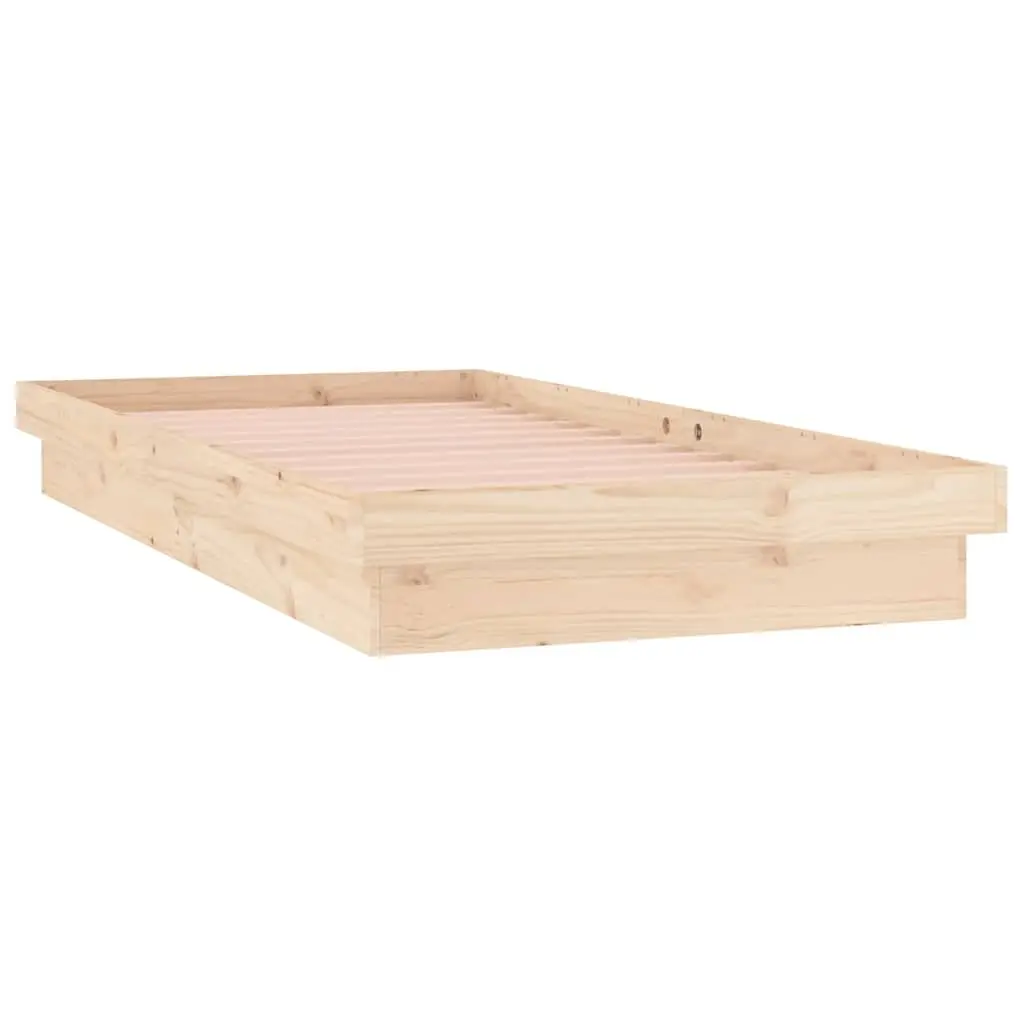 Solid Wood LED Bed Frame Brown 90x190 cm Single Bedroom Furniture
