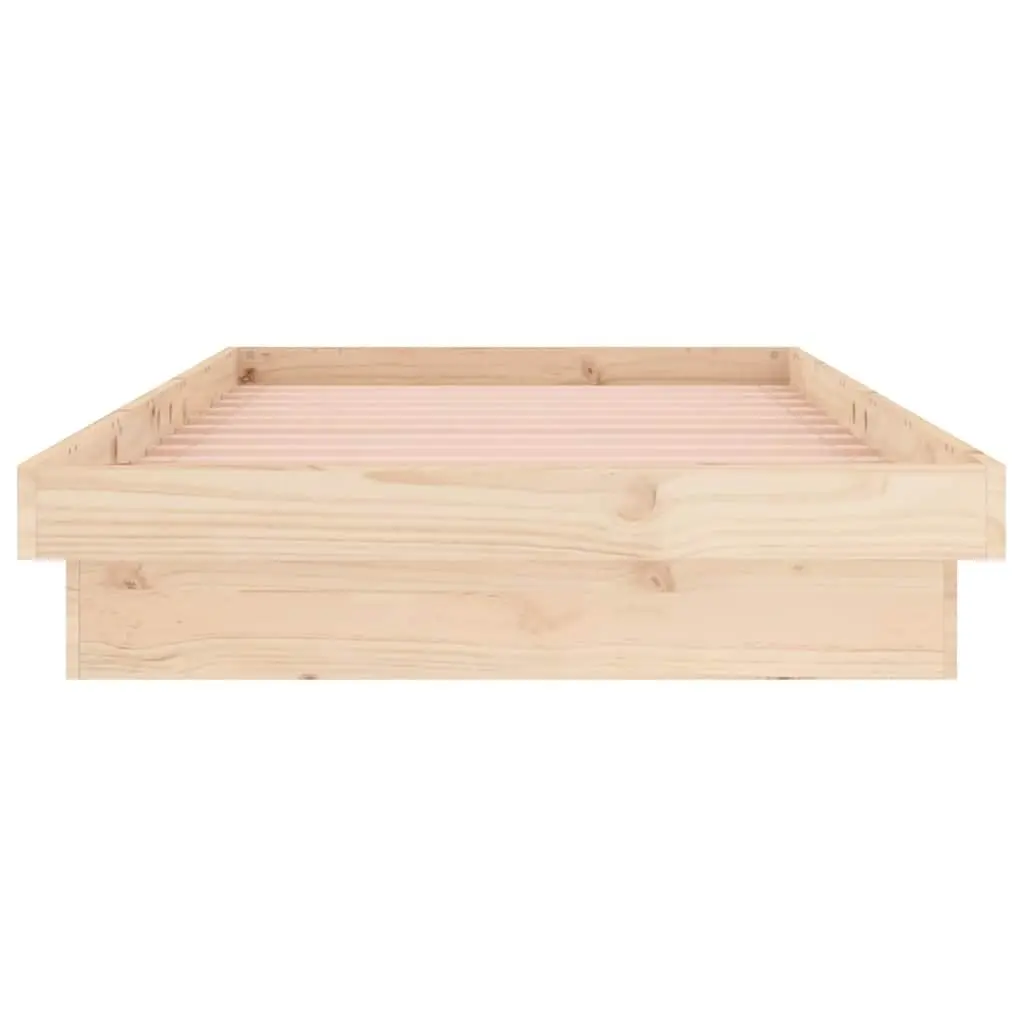 Solid Wood LED Bed Frame Brown 90x190 cm Single Bedroom Furniture