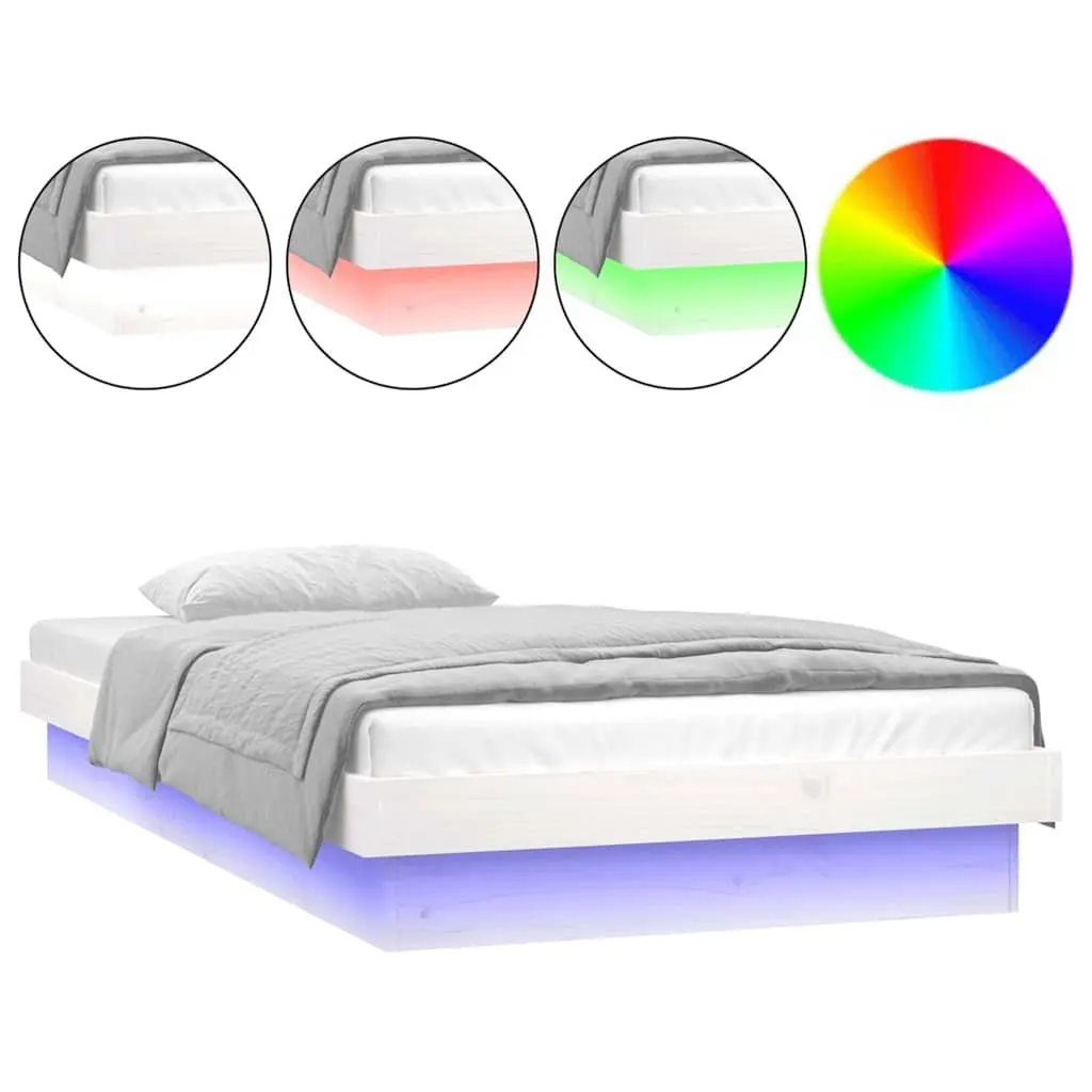 White LED Bed Frame 90x190cm with Remote