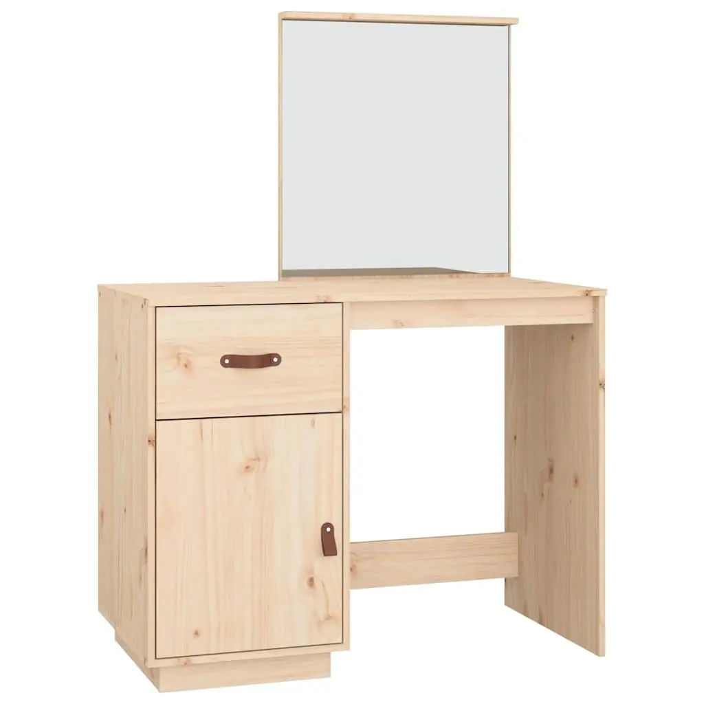 Dressing Table with Mirror, Storage, and Solid Pine Wood 95x50x134 cm