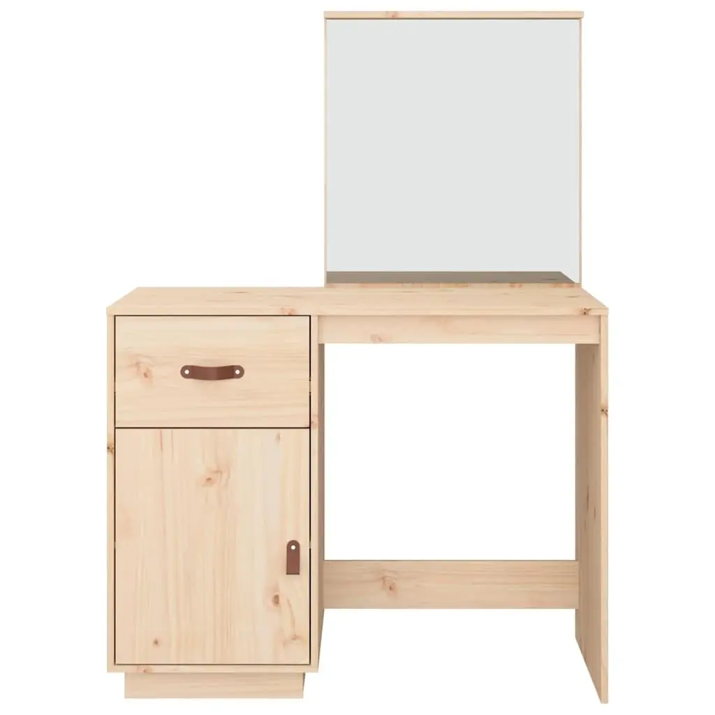 Dressing Table with Mirror, Storage, and Solid Pine Wood 95x50x134 cm
