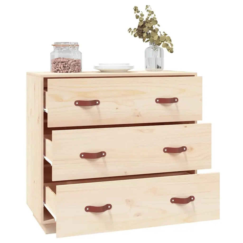 Solid Pine Wood Sideboard Brown Storage Cabinet 3 Drawers Display Furniture