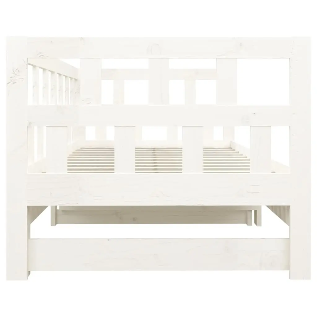 Pull-out Day Bed Frame Sofa Bed White Solid Pine Wood Guest Bed 2x90x190cm