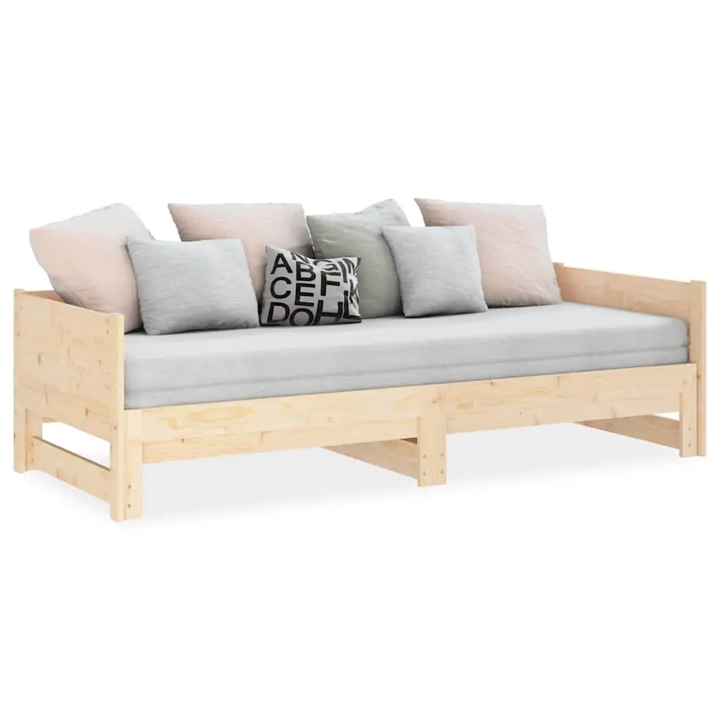 Pull-out Day Bed Convertible Sofa Solid Wood Pine Frame 90x190cm