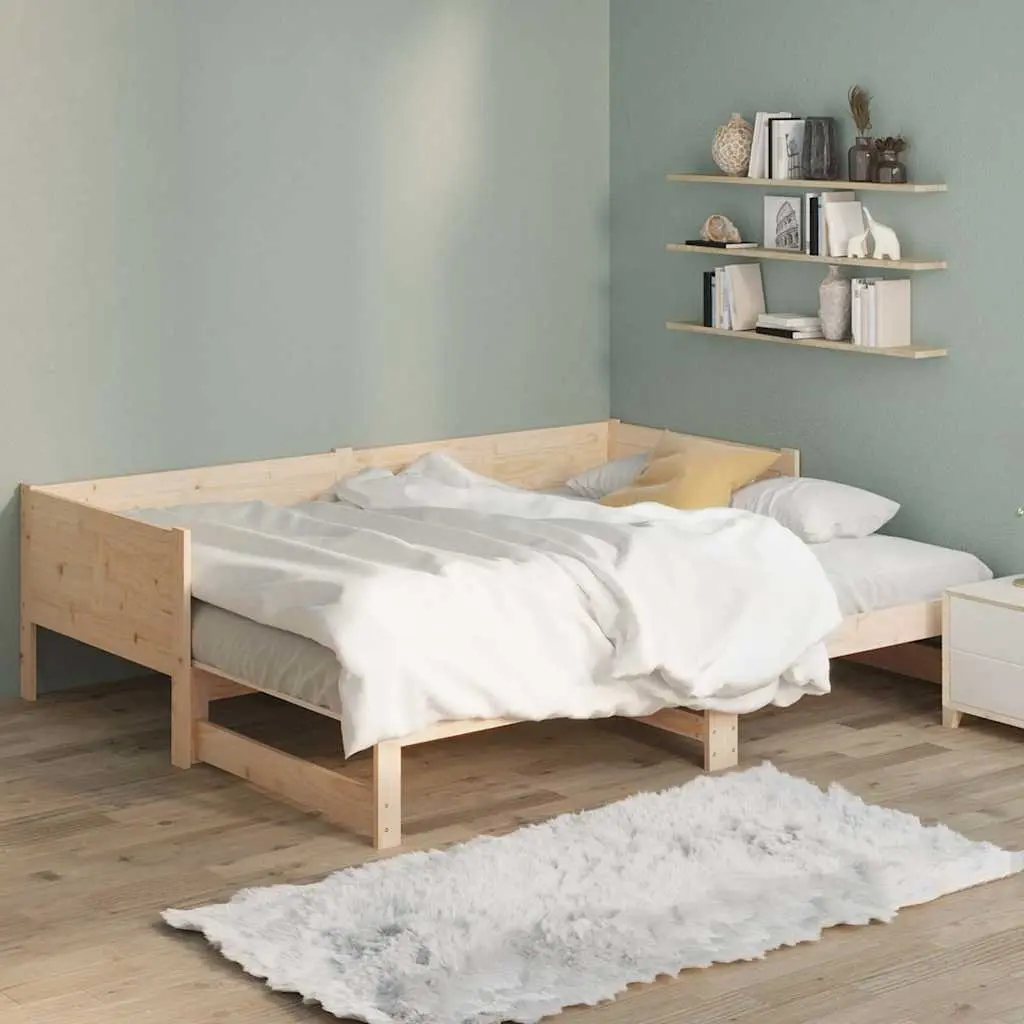 Pull-out Day Bed Convertible Sofa Solid Wood Pine Frame 90x190cm