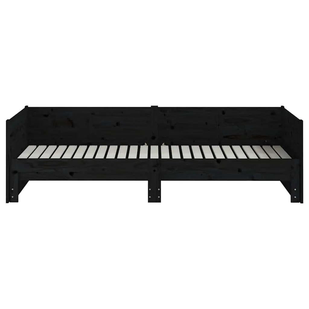 Wooden Convertible Sofa Bed Frame Pull-out Day Bed Black Space-saving 90x190cm