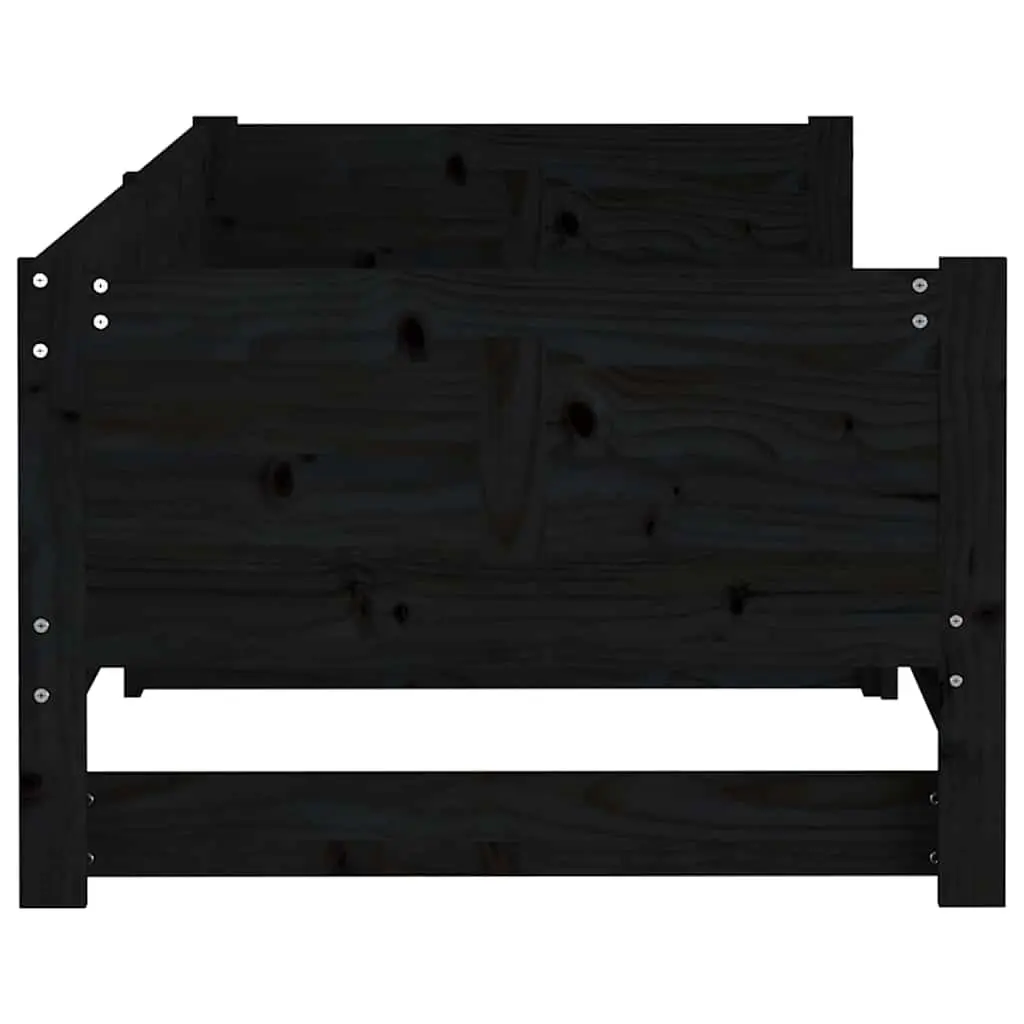 Wooden Convertible Sofa Bed Frame Pull-out Day Bed Black Space-saving 90x190cm